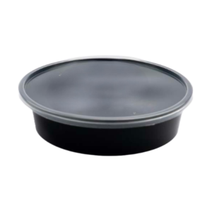 250 ml Black Round Container Flat