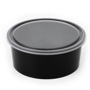 750 ml Round Black Flat Container
