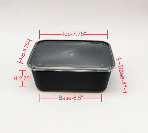 1500 ml Black Rectangular Container - Image 2